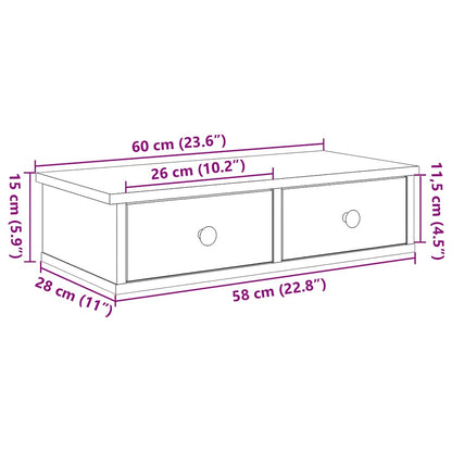 Wall Shelf with Drawers White 60x25x15 cm Engineered Wood