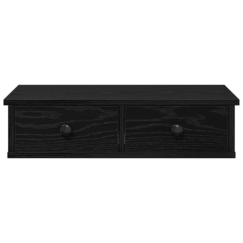 Wall Shelf with Drawers Black 60x28x15 cm Engineered Wood