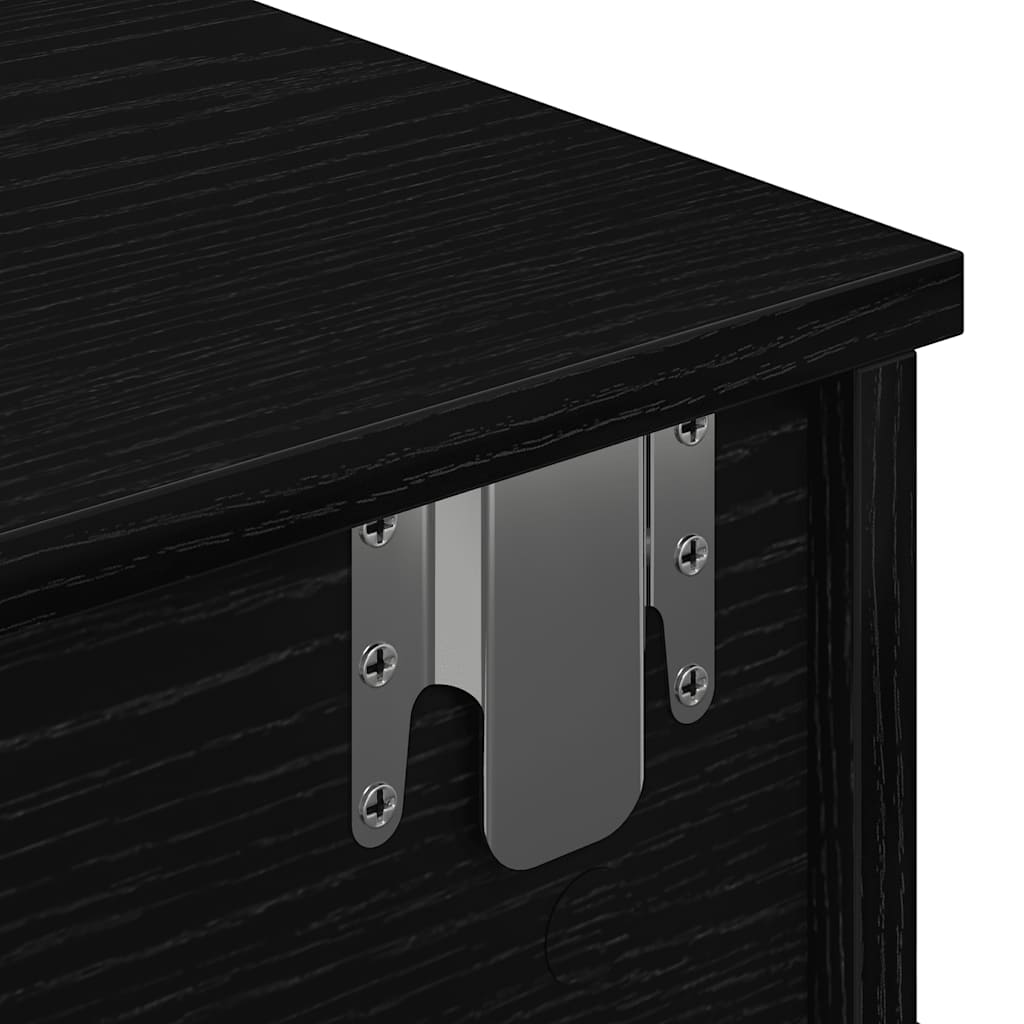 Wall Shelf with Drawers Black 60x28x15 cm Engineered Wood