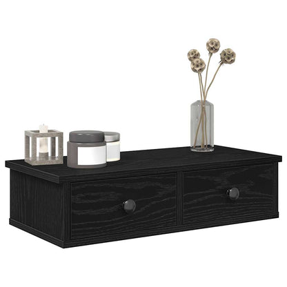 Wall Shelf with Drawers Black 60x28x15 cm Engineered Wood