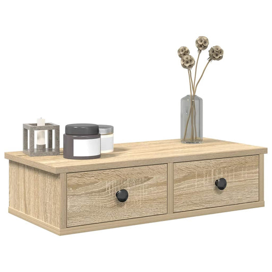 Wall Shelf with Drawers Sonoma Oak 60x28x15 cm Engineered Wood
