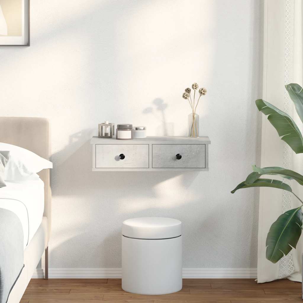 Wall Shelf with Drawers Concrete Grey 60x28x15 cm Engineered Wood