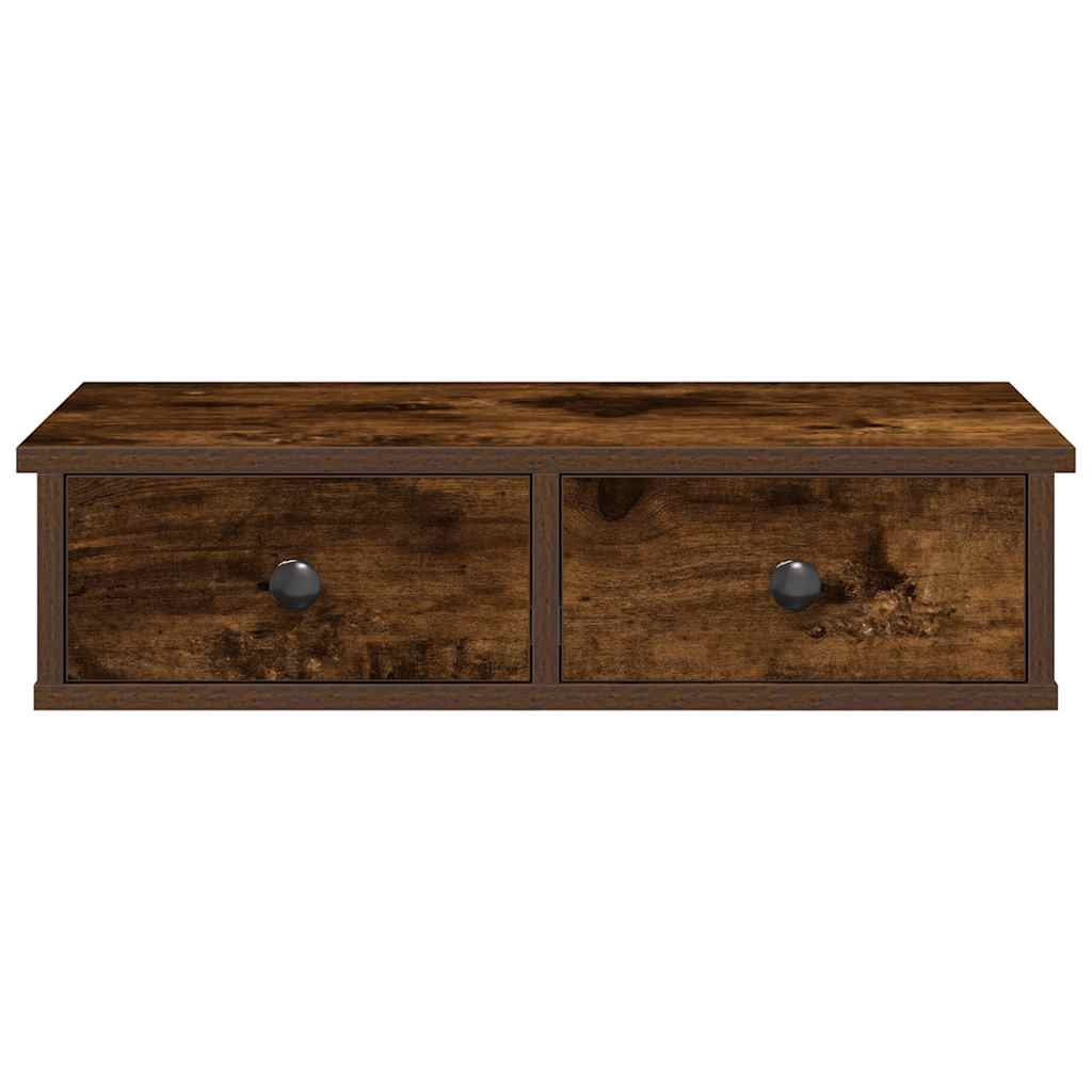 Wall Shelf with Drawers Smoked Oak 60x25x15 cm Engineered Wood