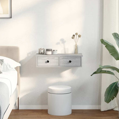 Wall Shelf with Drawers Grey Sonoma 60x28x15 cm Engineered Wood