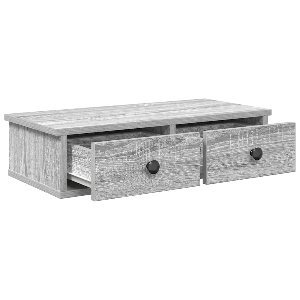 Wall Shelf with Drawers Grey Sonoma 60x28x15 cm Engineered Wood