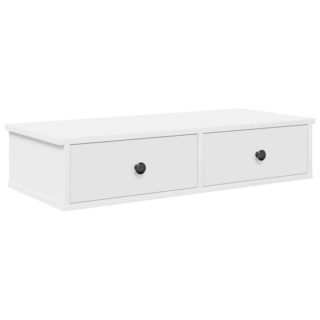 Wall Shelf with Drawers White 80x31x17 cm Engineered Wood