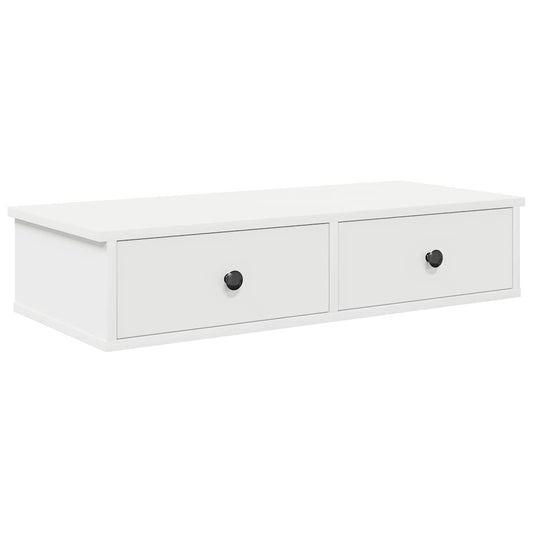 Wall Shelf with Drawers White 80x34x17 cm Engineered Wood