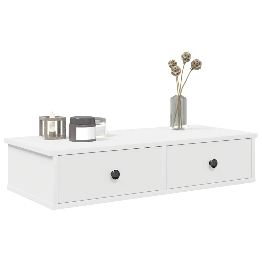 Wall Shelf with Drawers White 80x31x17 cm Engineered Wood