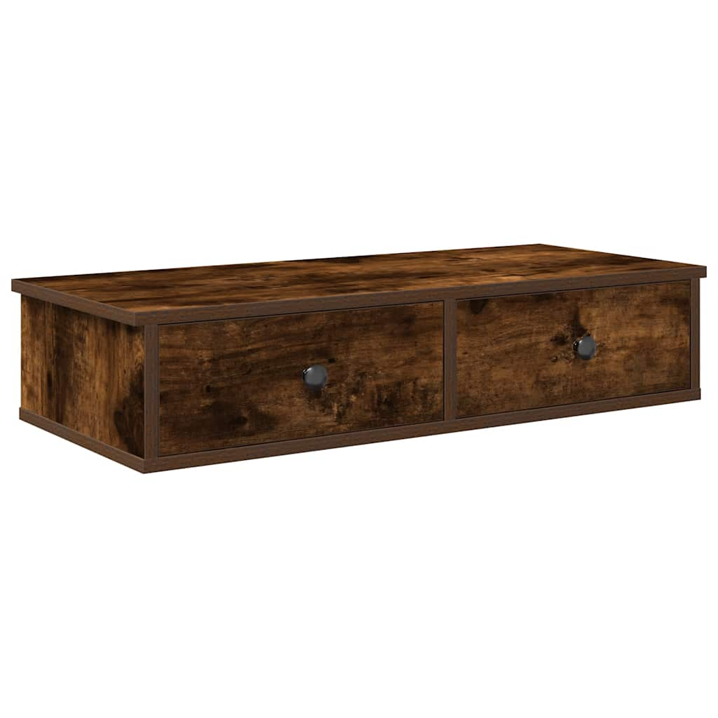 Wall Shelf with Drawers Smoked Oak 80x31x17 cm Engineered Wood