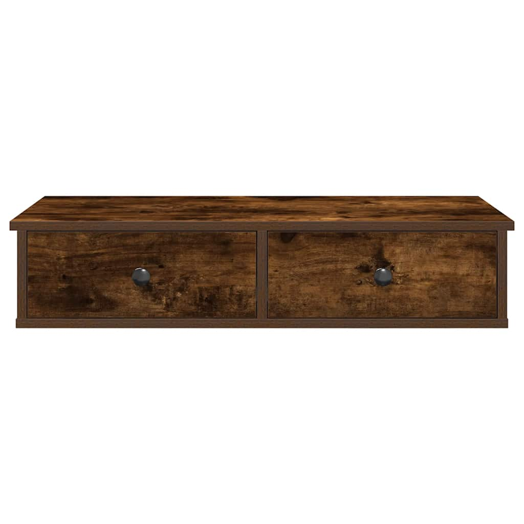 Wall Shelf with Drawers Smoked Oak 80x31x17 cm Engineered Wood