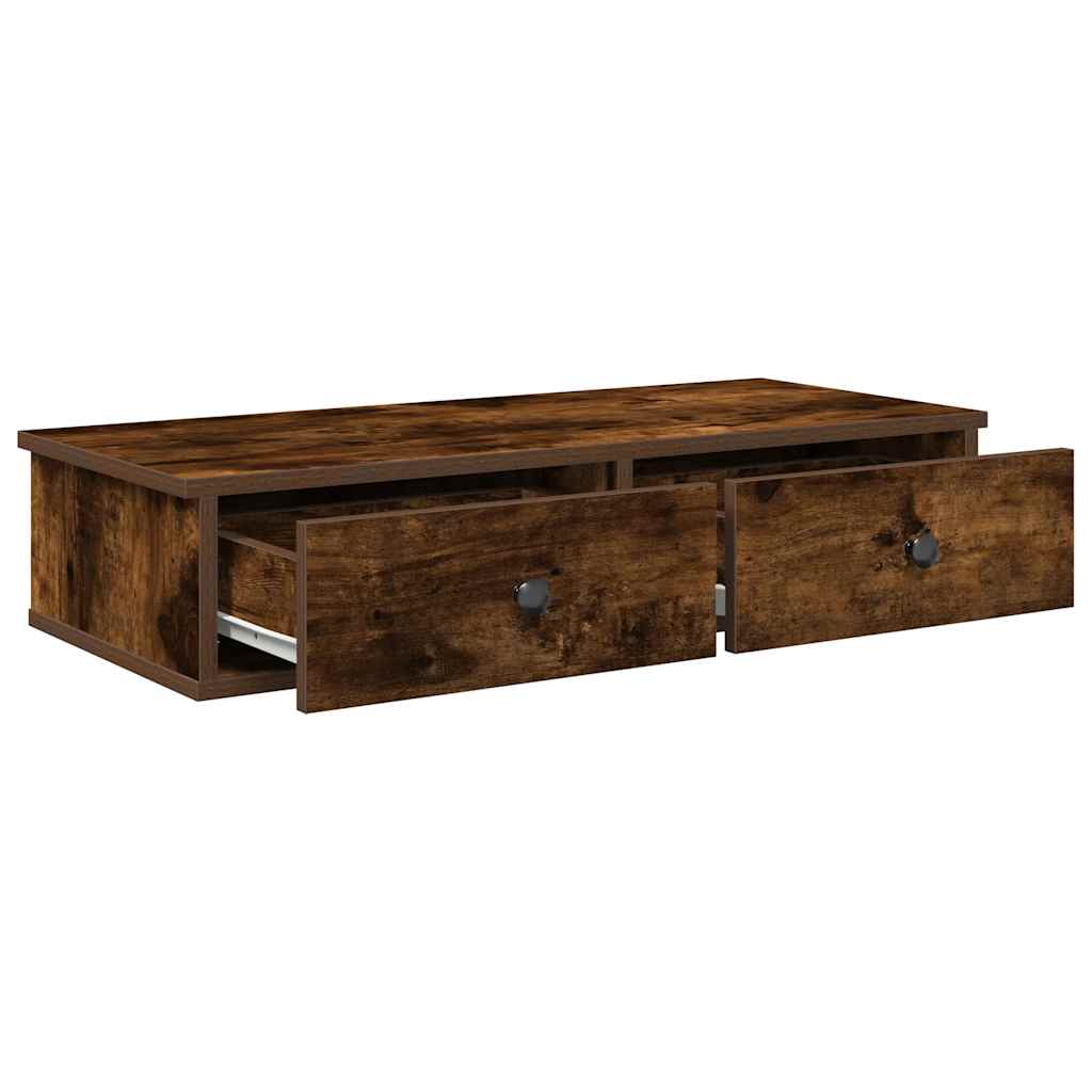 Wall Shelf with Drawers Smoked Oak 80x31x17 cm Engineered Wood