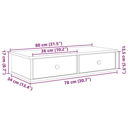 Wall Shelf with Drawers Smoked Oak 80x31x17 cm Engineered Wood