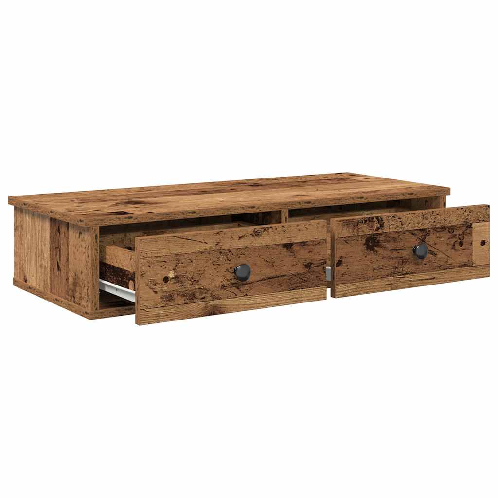 Wall Shelf with Drawers Old Wood 80x31x17 cm Engineered Wood