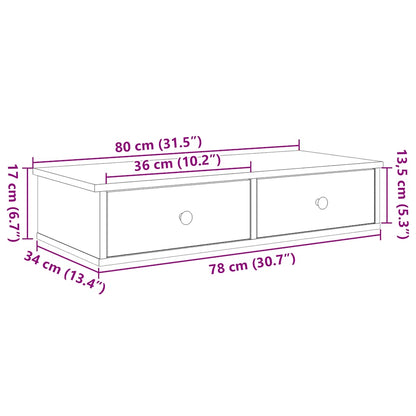 Wall Shelf with Drawers Old Wood 80x31x17 cm Engineered Wood