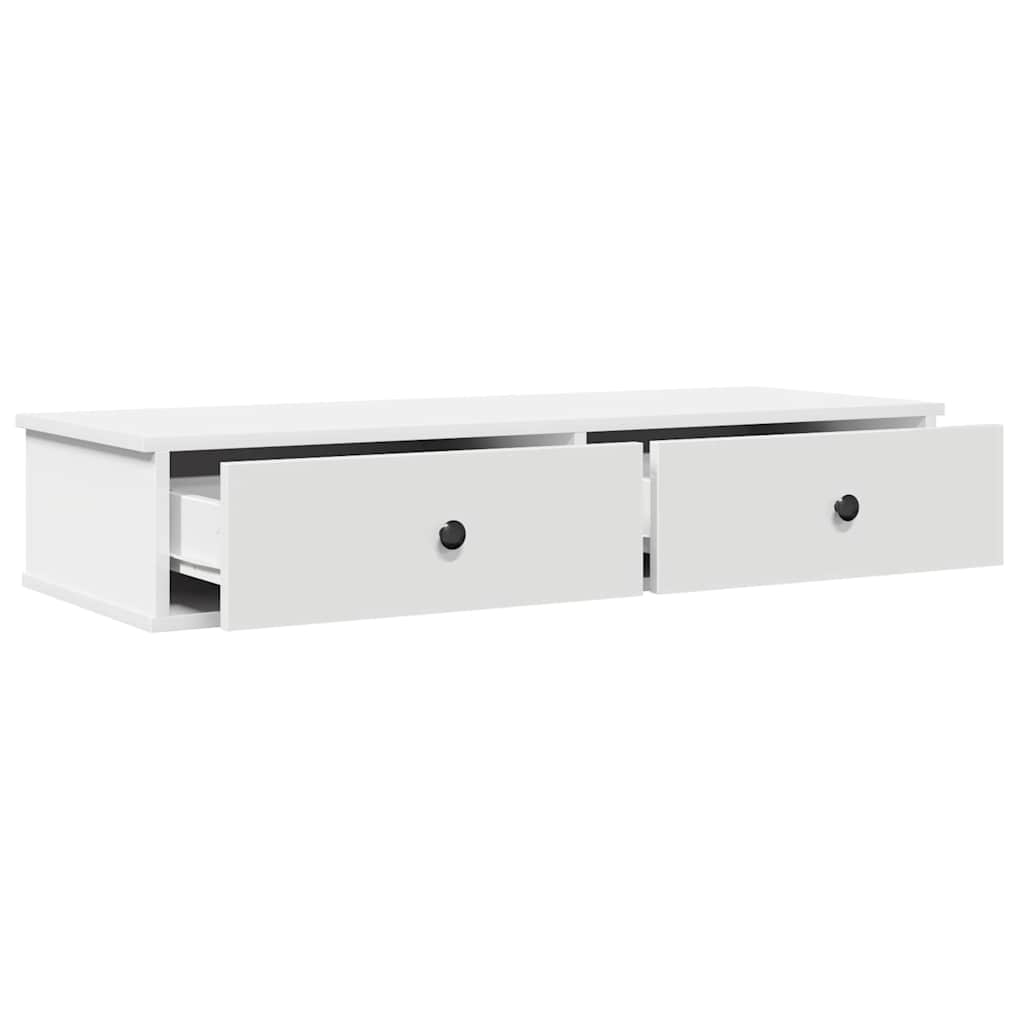 Wall Shelf with Drawers White 100x37.5x19 cm Engineered Wood