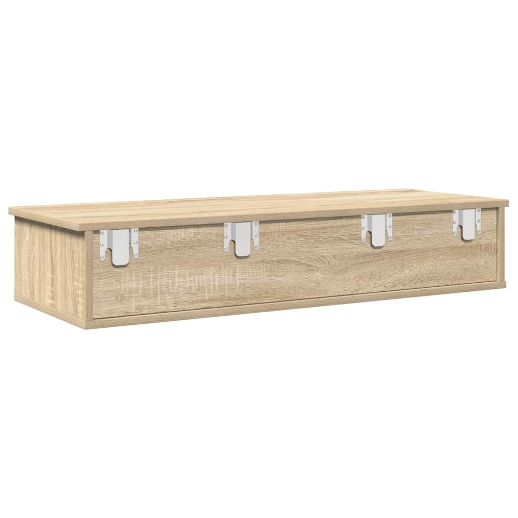 Wall Shelf with Drawers Sonoma Oak 100x37.5x19 cm Engineered Wood