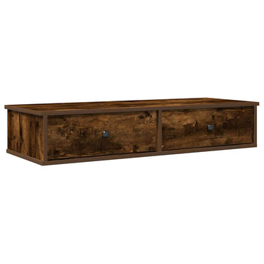 Wall Shelf with Drawers Smoked Oak 100x37.5x19 cm Engineered Wood