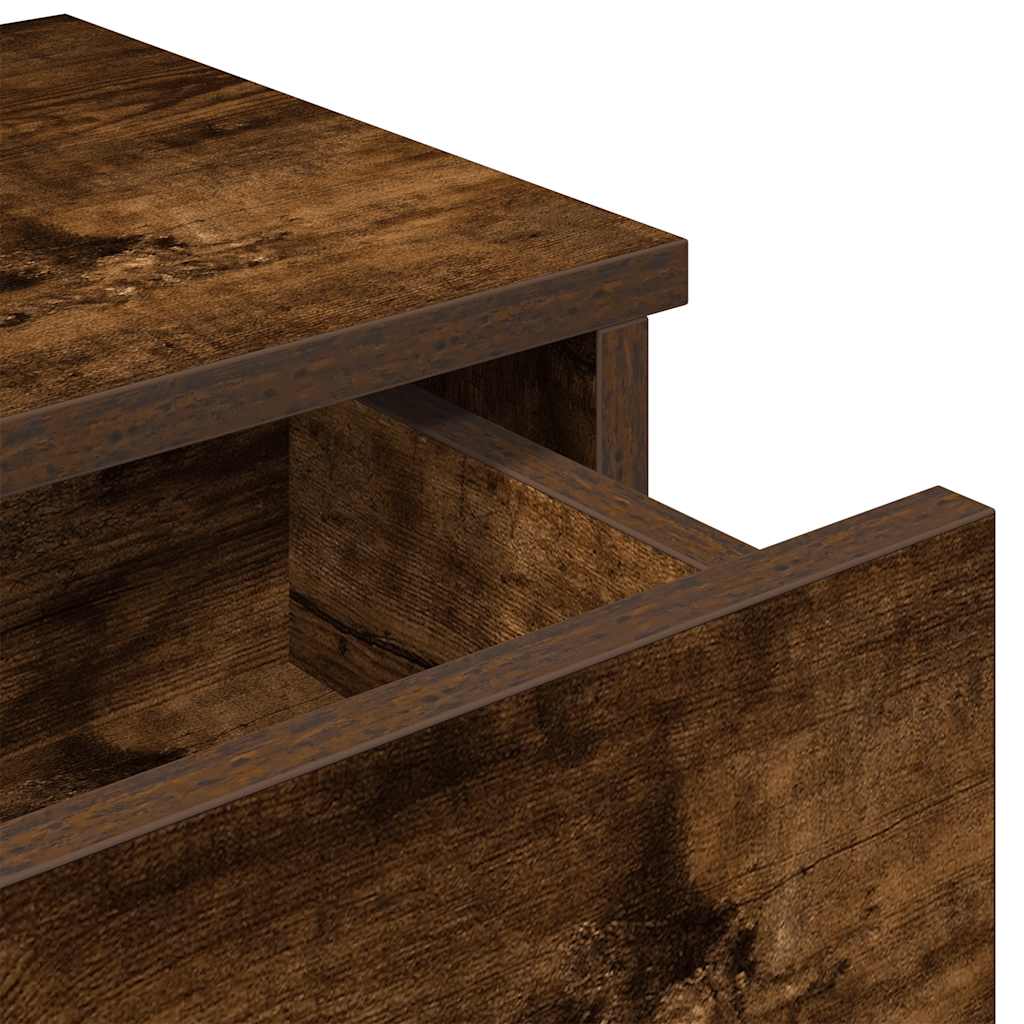 Wall Shelf with Drawers Smoked Oak 100x37.5x19 cm Engineered Wood