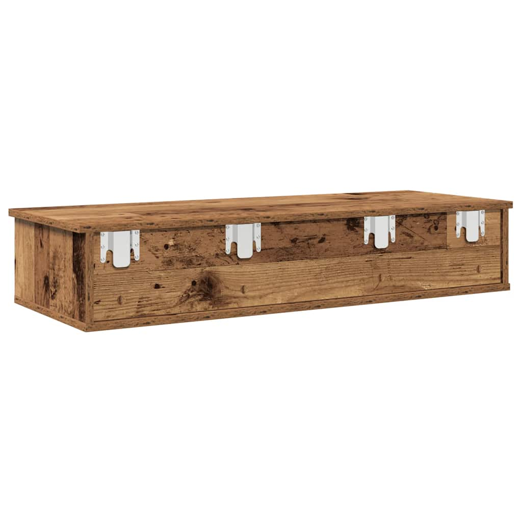 Wall Shelf with Drawers Old Wood 100x37.5x19 cm Engineered Wood