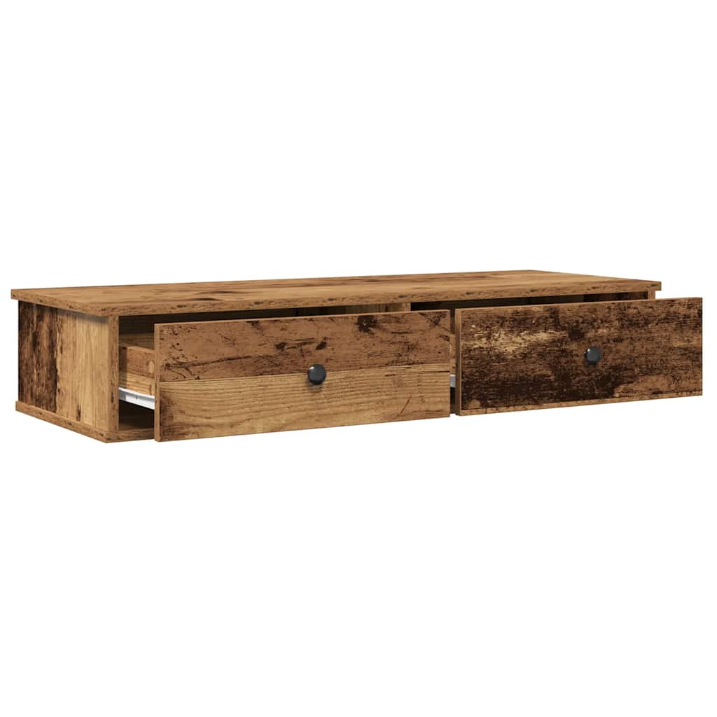 Wall Shelf with Drawers Old Wood 100x37.5x19 cm Engineered Wood