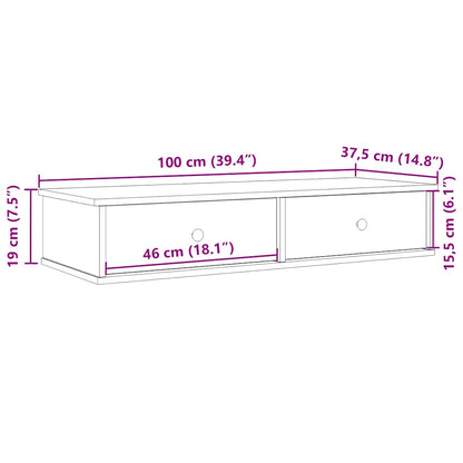 Wall Shelf with Drawers Old Wood 100x37.5x19 cm Engineered Wood