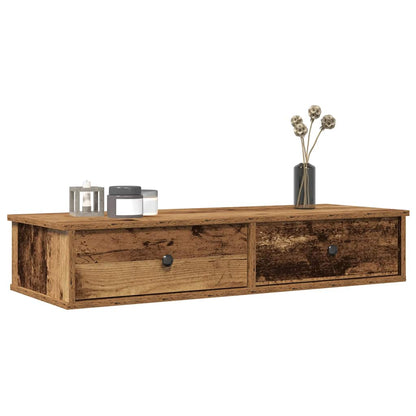 Wall Shelf with Drawers Old Wood 100x37.5x19 cm Engineered Wood