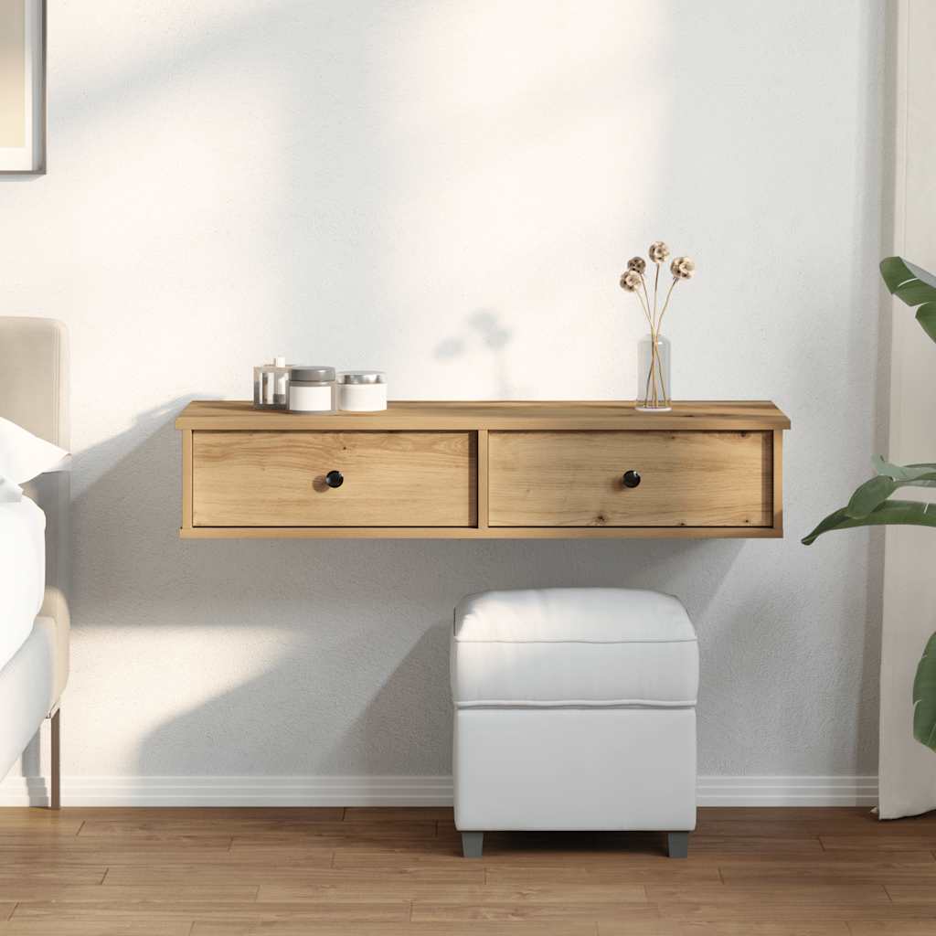 Wall Shelf with Drawers Artisian Oak 100x37.5x19 cm Engineered Wood