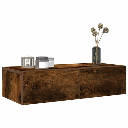 Wall Shelf with Drawers Smoked Oak 60x26.5x15 cm Engineered Wood