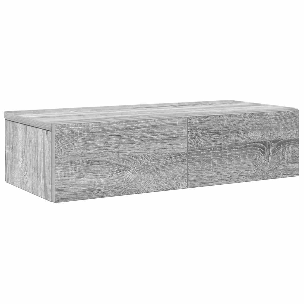 Wall Shelf with Drawers Grey Sonoma 60x26.5x15 cm Engineered Wood