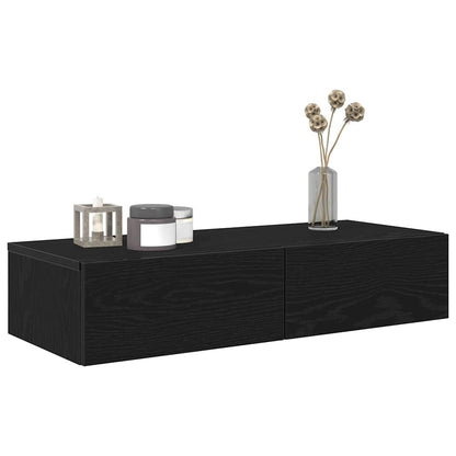 Wall Shelf with Drawers Black 80x33x17 cm Engineered Wood