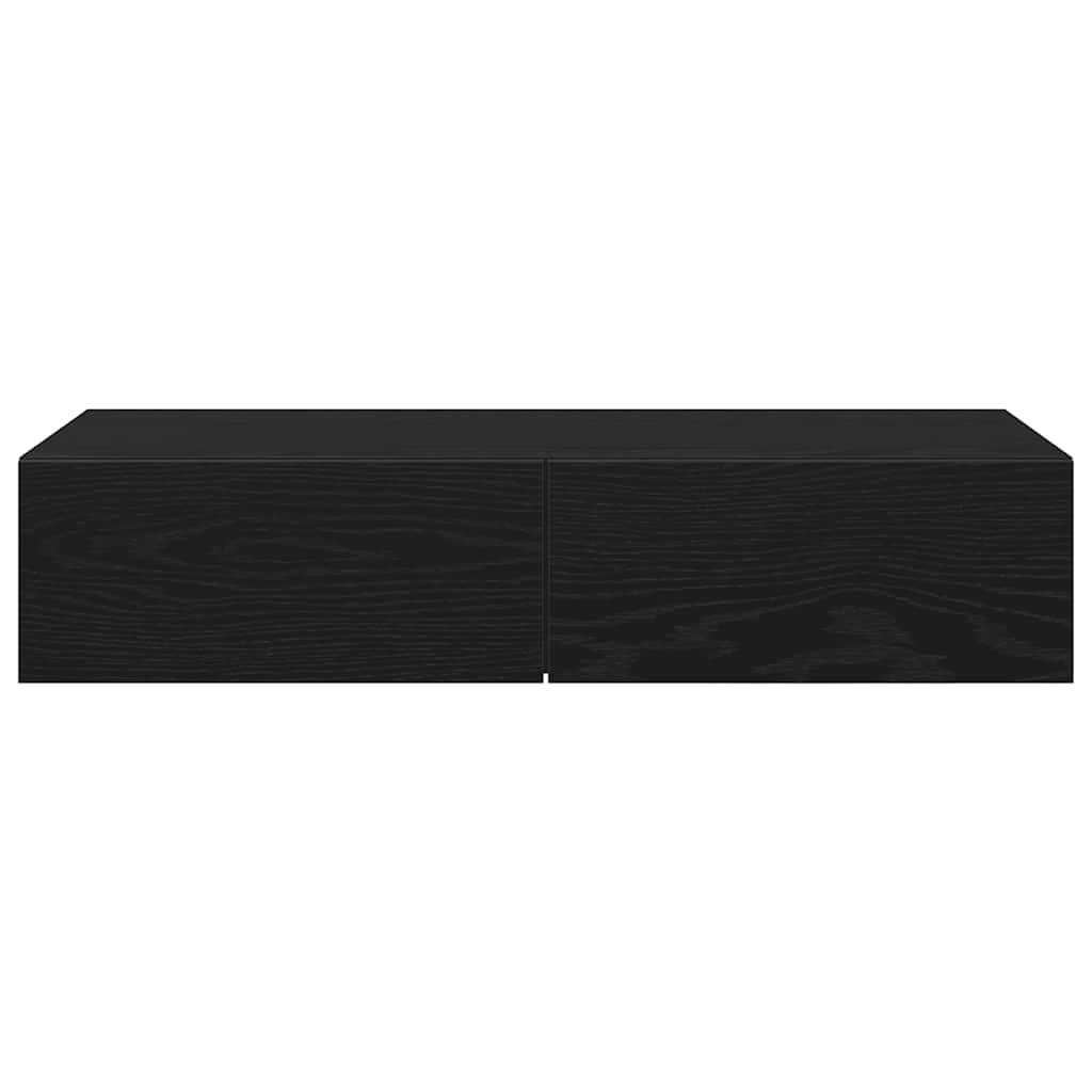 Wall Shelf with Drawers Black 80x33x17 cm Engineered Wood