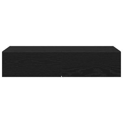 Wall Shelf with Drawers Black 80x33x17 cm Engineered Wood