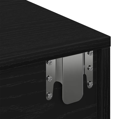 Wall Shelf with Drawers Black 80x33x17 cm Engineered Wood