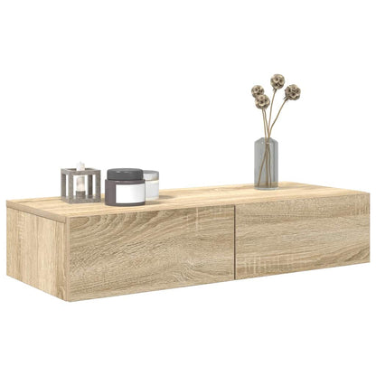 Wall Shelf with Drawers Sonoma Oak 80x33x17 cm Engineered Wood