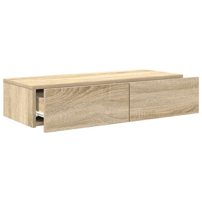 Wall Shelf with Drawers Sonoma Oak 80x33x17 cm Engineered Wood