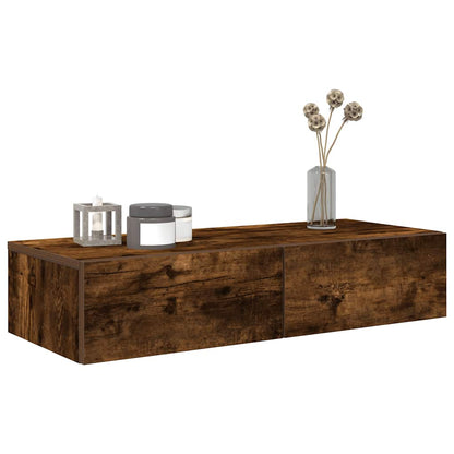 Wall Shelf with Drawers Smoked Oak 80x33x17 cm Engineered Wood