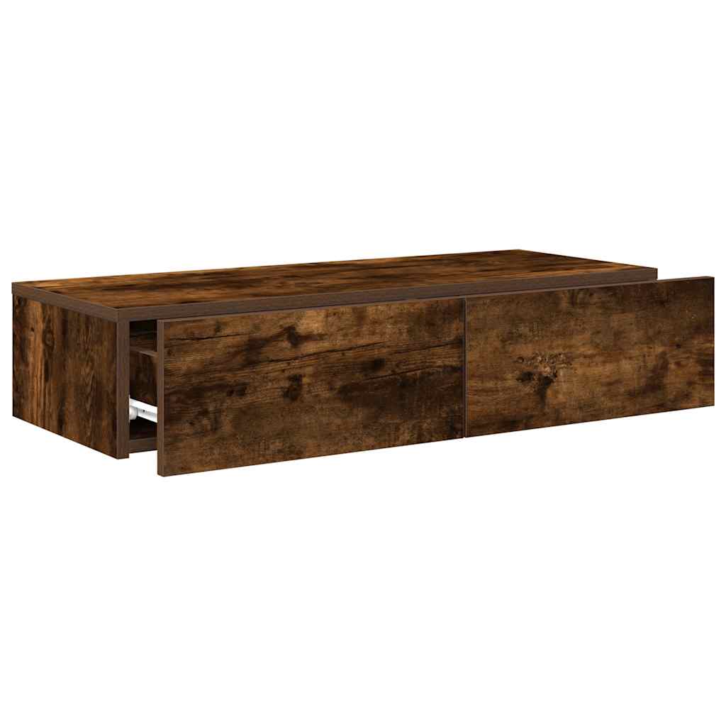 Wall Shelf with Drawers Smoked Oak 80x33x17 cm Engineered Wood