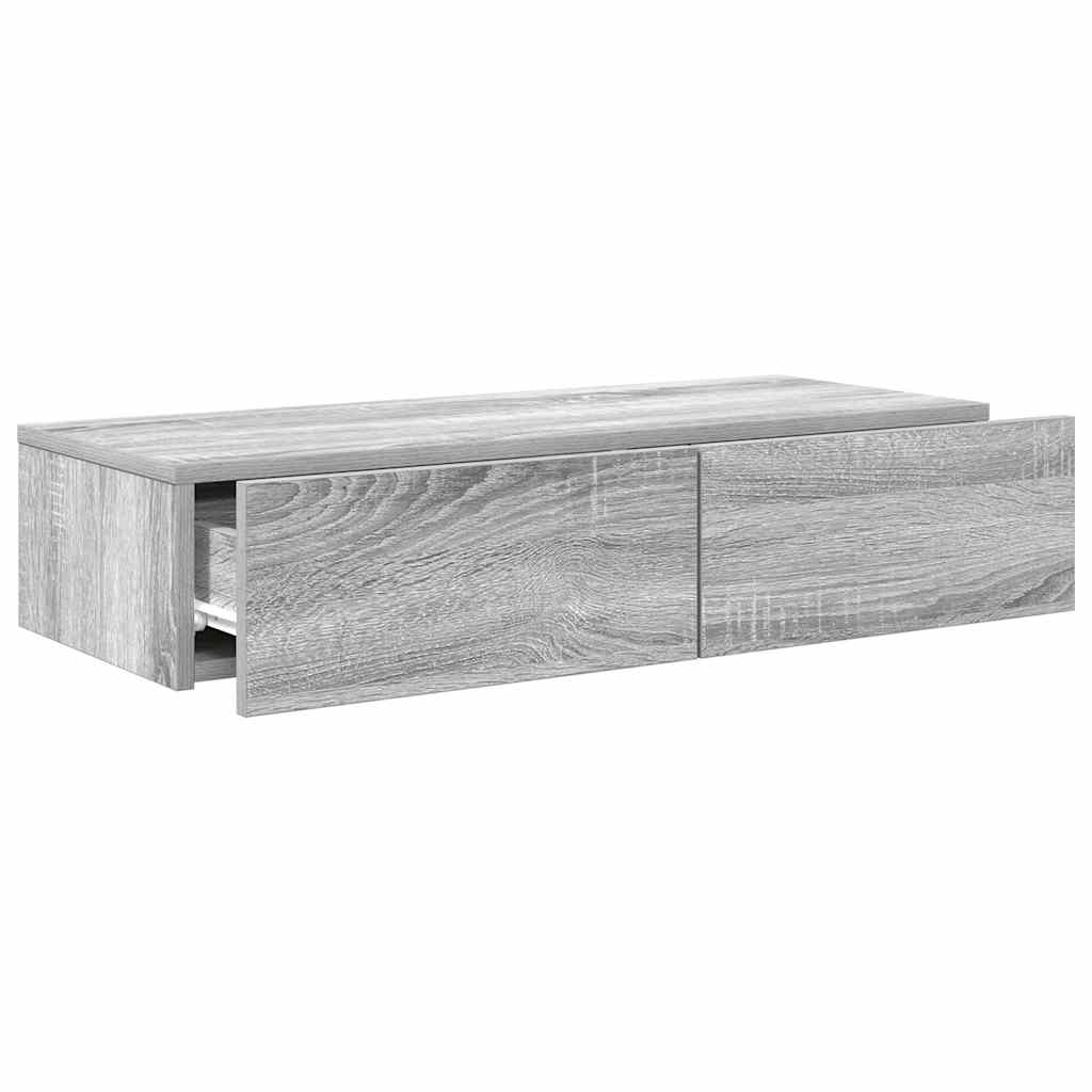 Wall Shelf with Drawers Grey Sonoma 80x33x17 cm Engineered Wood