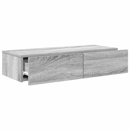 Wall Shelf with Drawers Grey Sonoma 80x33x17 cm Engineered Wood