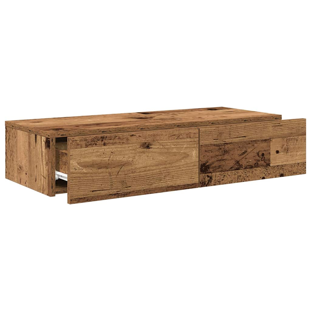 Wall Shelf with Drawers Old Wood 80x33x17 cm Engineered Wood