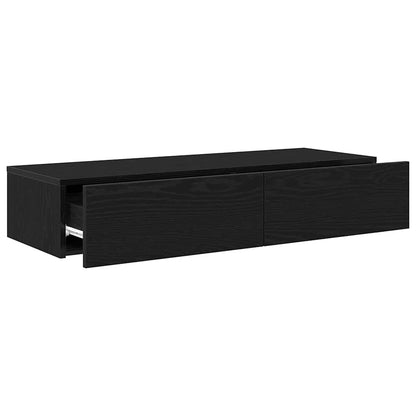 Wall Shelf with Drawers Black 100x36x19 cm Engineered Wood