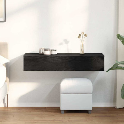 Wall Shelf with Drawers Black 100x36x19 cm Engineered Wood