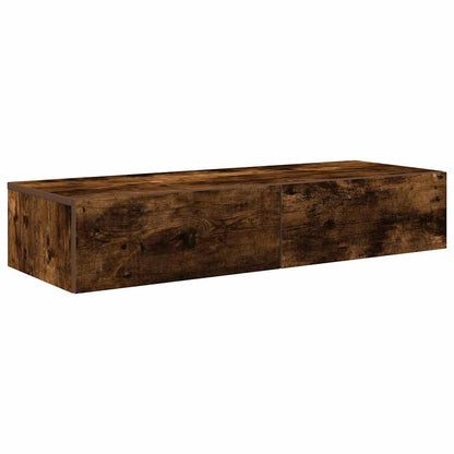 Wall Shelf with Drawers Smoked Oak 100x36x19 cm Engineered Wood