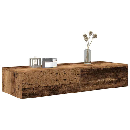 Wall Shelf with Drawers Old Wood 100x36x19 cm Engineered Wood