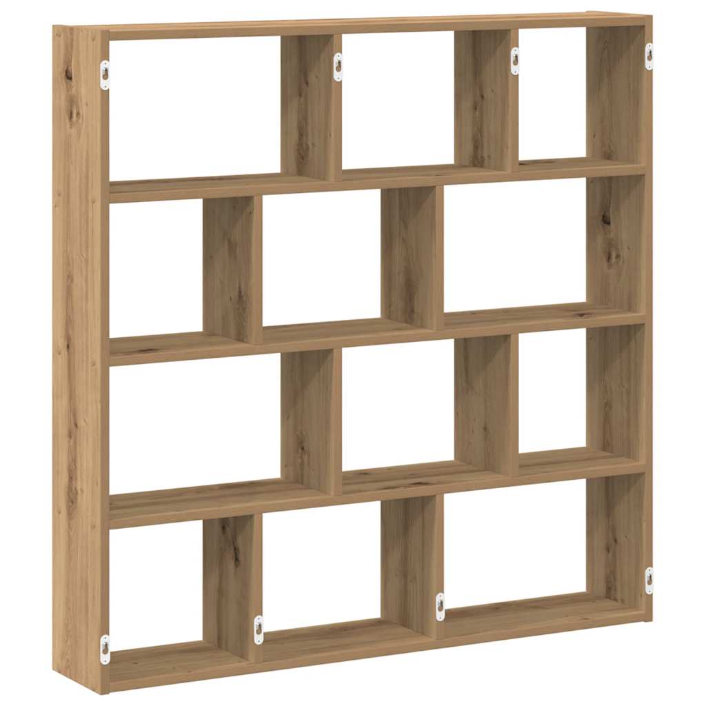 Wall Cube Shelf 12 Compartments Artisian Oak Engineered Wood