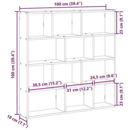 Wall Cube Shelf 12 Compartments Artisian Oak Engineered Wood