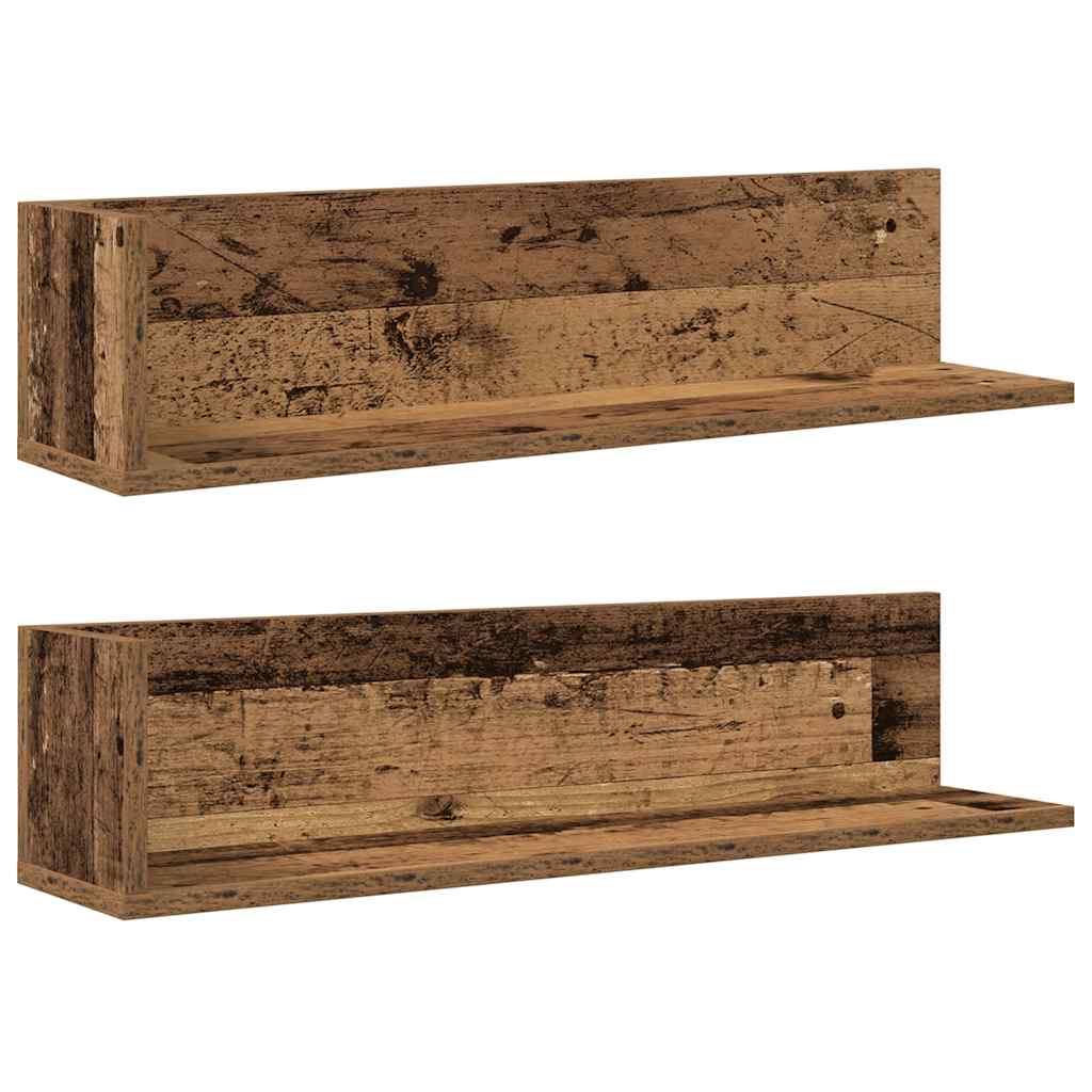 Wall Shelves 2 pcs Old Wood 75x16.5x16.5 cm Engineered Wood