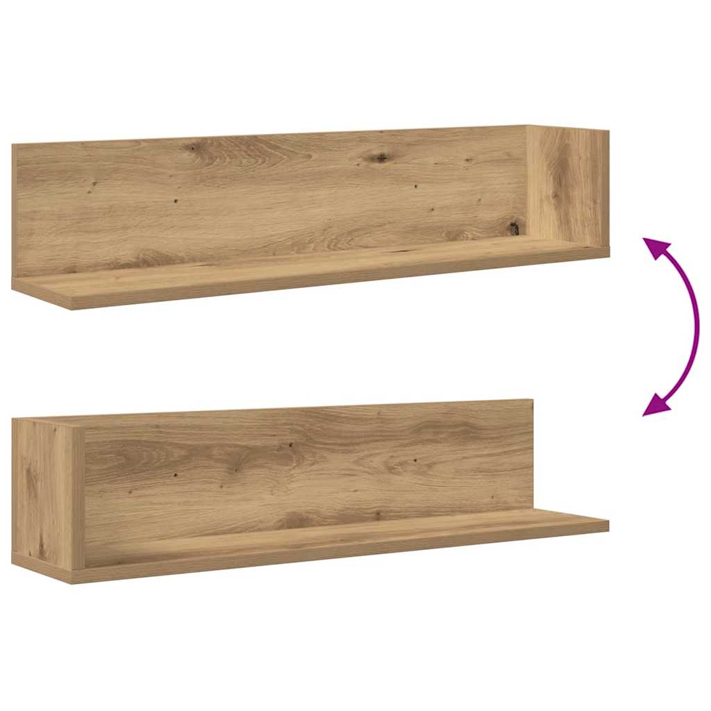 Wall Shelves 2 pcs Artisan Oak 75x16.5x16.5 cm Engineered Wood