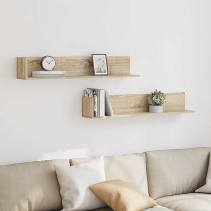 Wall Shelves 2 pcs Sonoma Oak 100x16.5x16.5 cm Engineered Wood