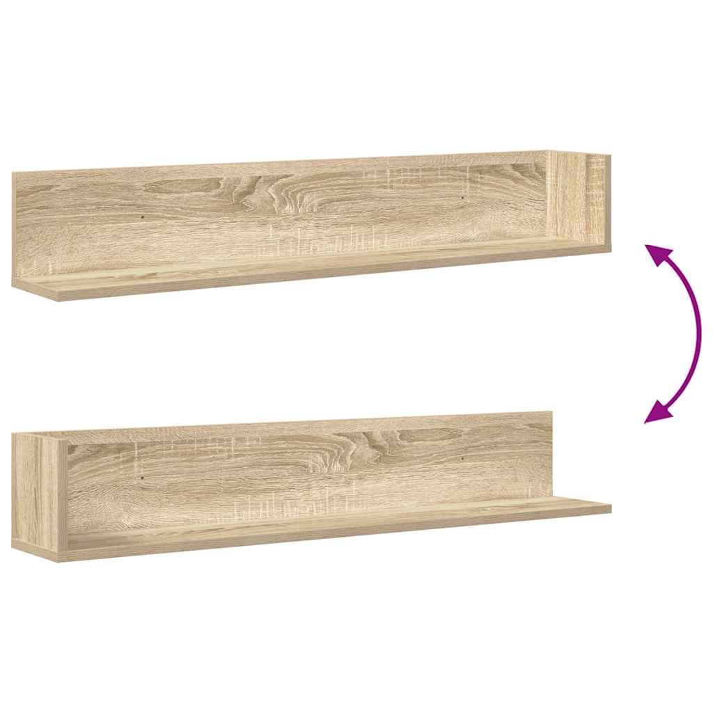 Wall Shelves 2 pcs Sonoma Oak 100x16.5x16.5 cm Engineered Wood